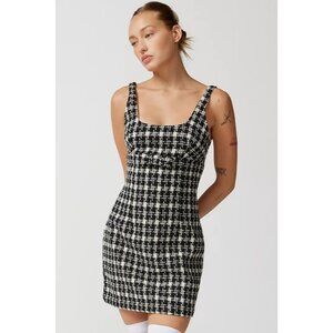Urban Outfitters XS Black & White houndstooth 70s style Knit strapless Dress